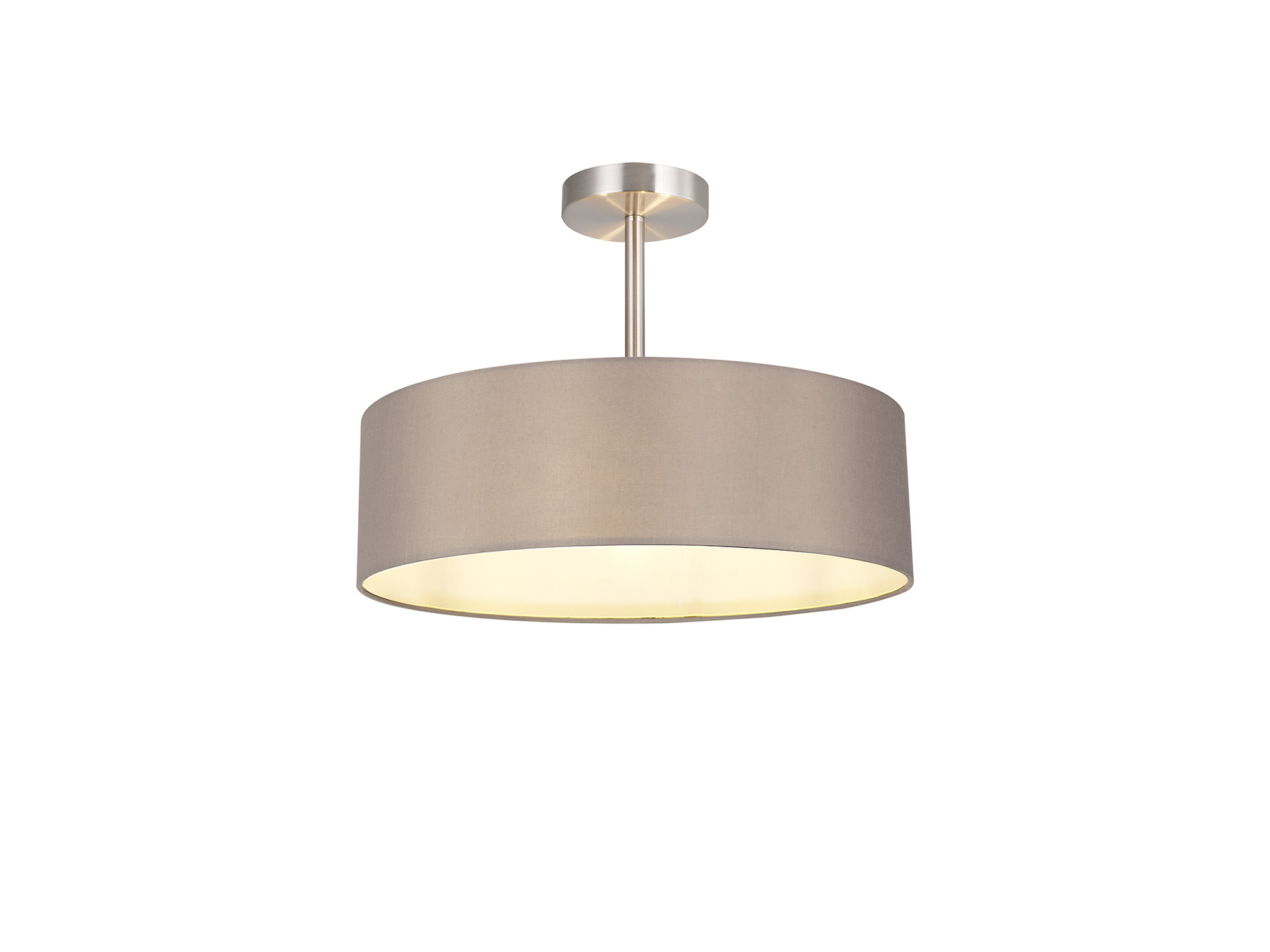 DK0714  Baymont 45cm Semi Flush 3 Light Satin Nickel, Grey/White